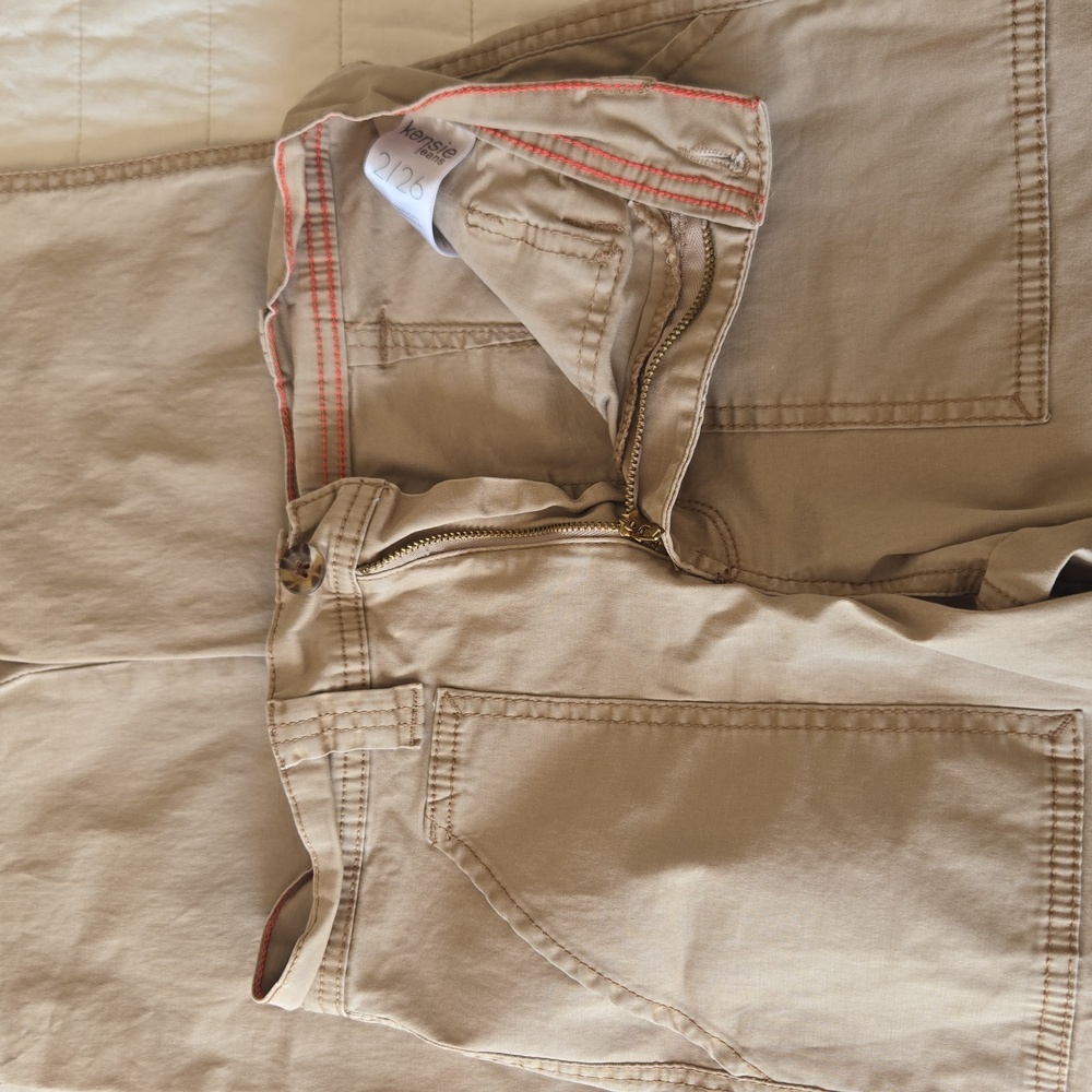 Kensie Jeans The Ella High Rise Straight Khaki Utility Cargo Pants Size 2 / 26 - Picture 11 of 14